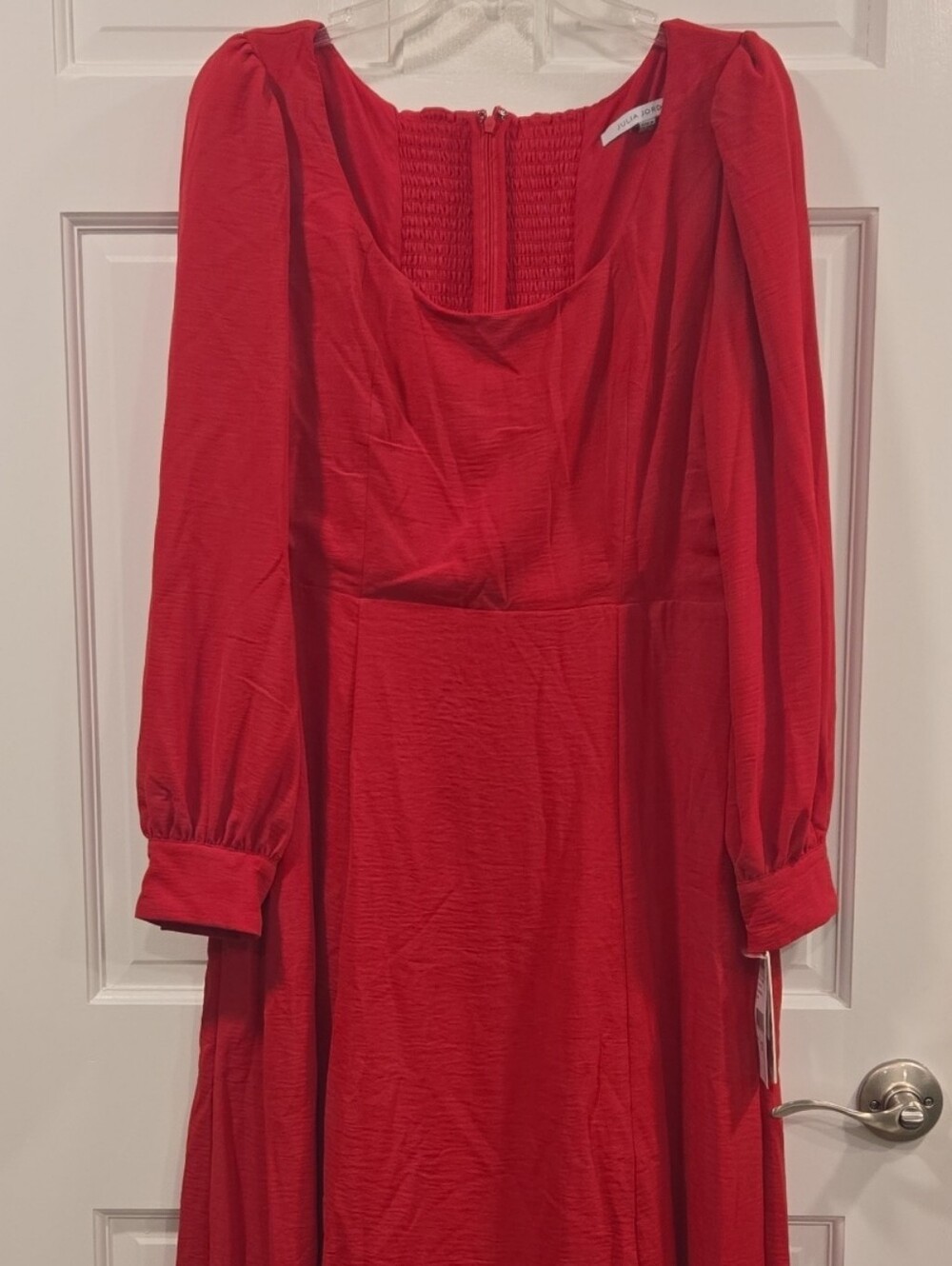 julia jordan Pink Long Sleeve Midi Dress with Square Neck